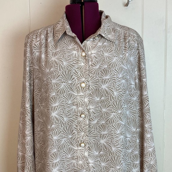 Vintage 80s Button Down Shirt Dress Plus - Picture 3 of 7